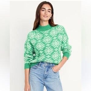 Old Navy Green Snowflake mock neck  Sweater size XL